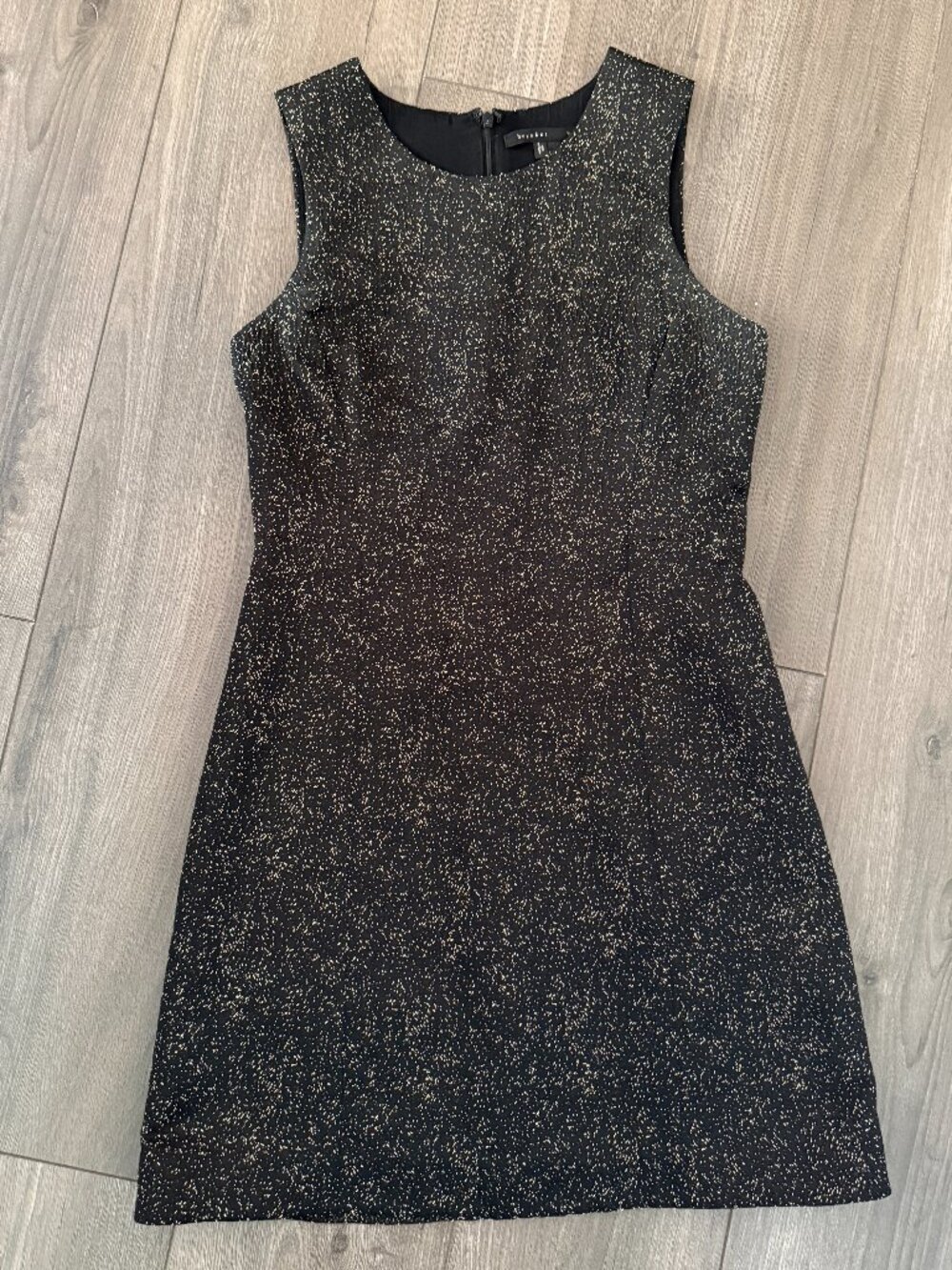 Theyskensβ Theory Dino Black Gold Speckled Shift Dress Size 4